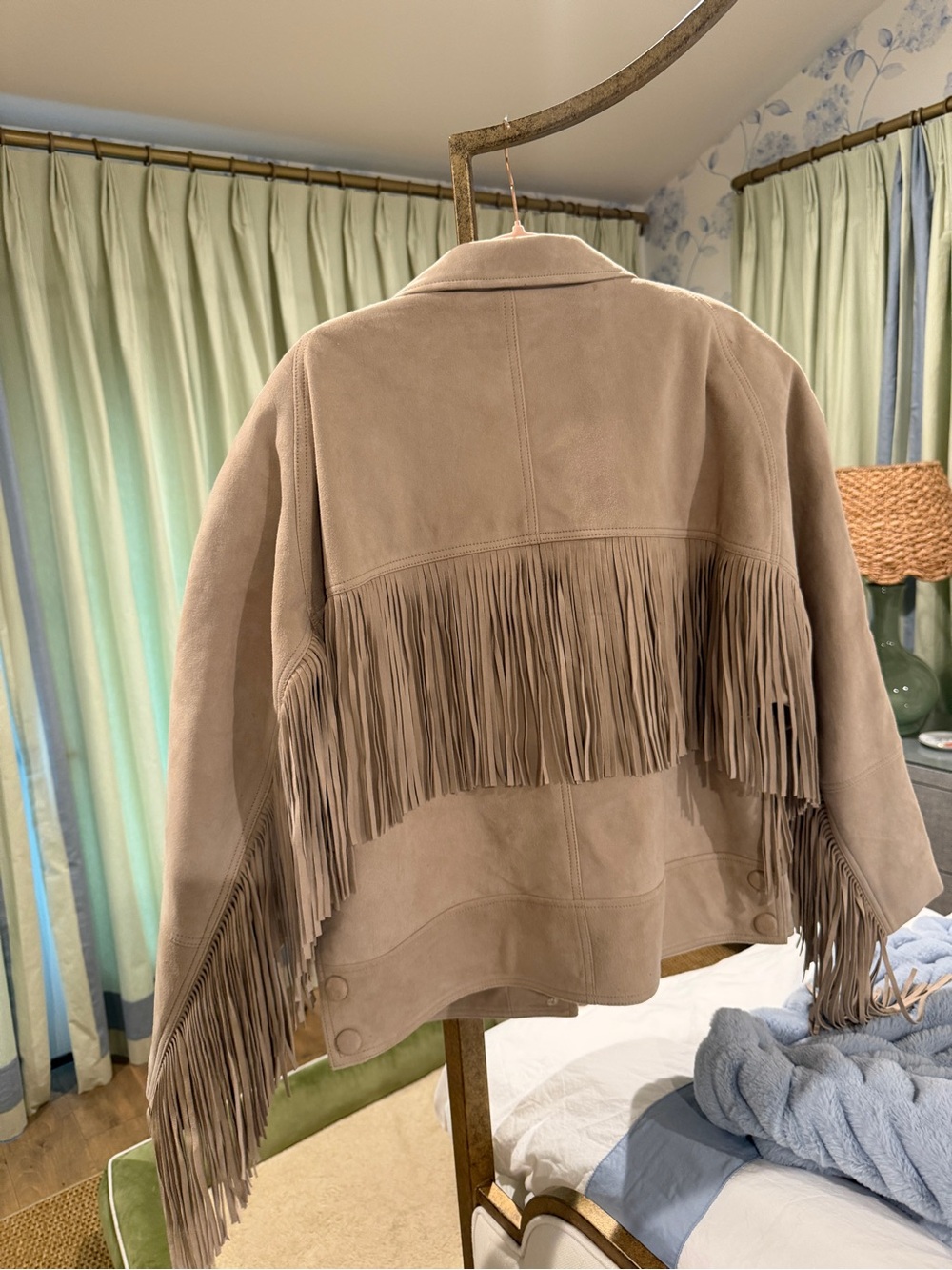 Sandro Beige Fringed Suede Jacket - Picture 9 of 9